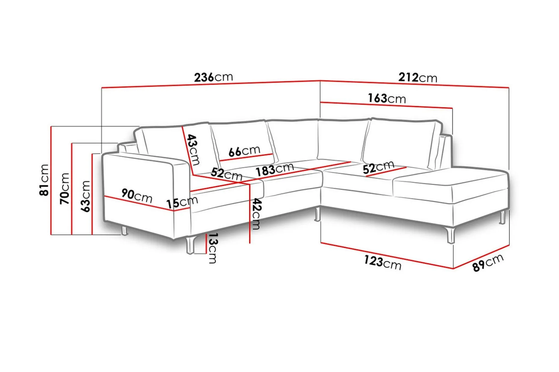Truro 8-sits Soffa Höger