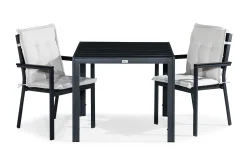 Tunis Matgrupp Utomhus 90x90 + 2 Tunis Stapelstol m Dyna
