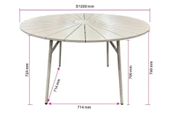 Tunis Runt Matbord utomhus 120 cm i aluminium metall