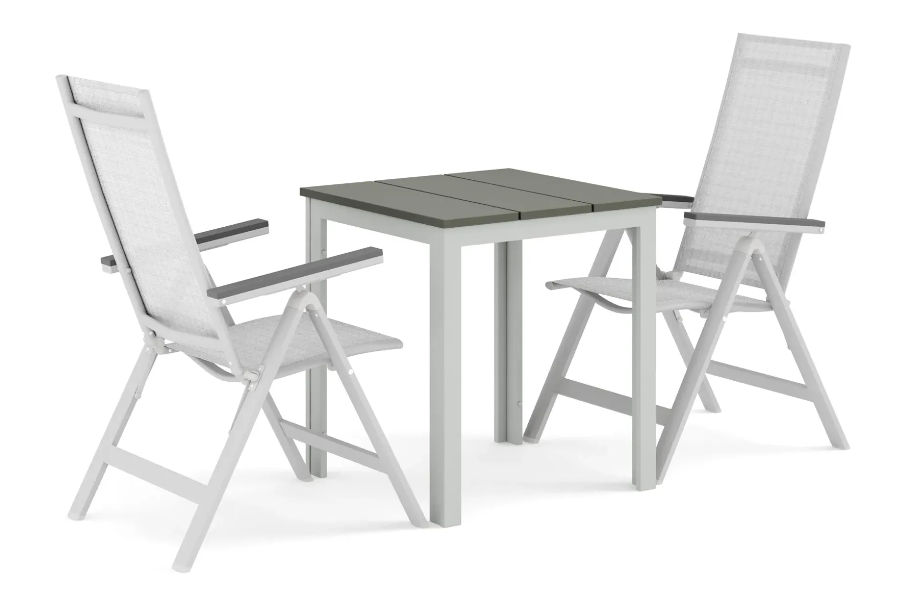 Tunis utomhus caféset 70x70 cm med 2 Monaco Light positionsstolar