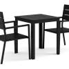 Tunis utomhus caféset 70x70 cm med 2 Tunis stapelstolar