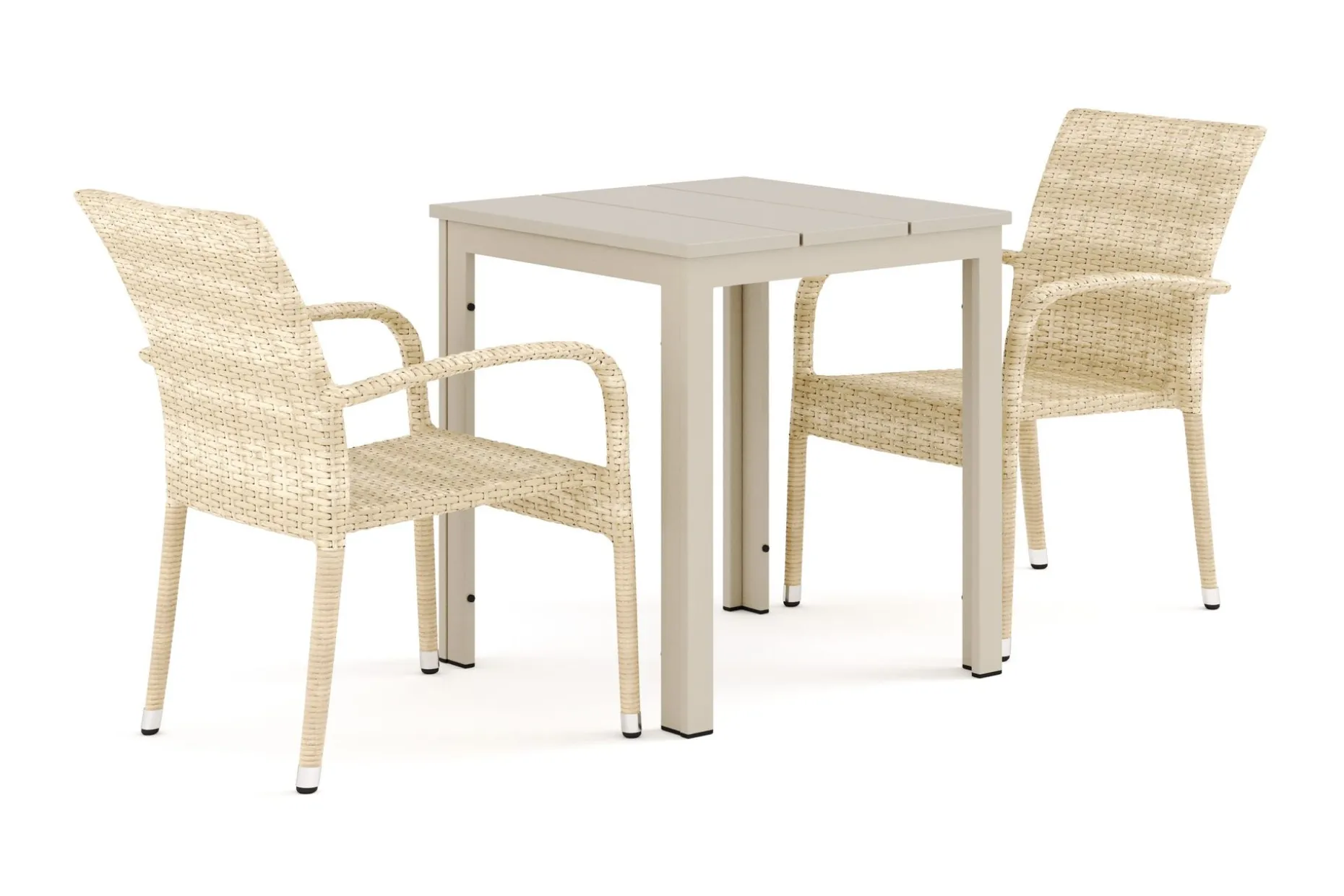 Tunis utomhus caféset 70x70 cm med 2 Thor Light utefåtöljer