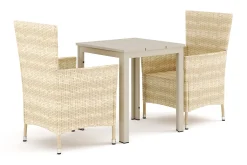 Tunis utomhus caféset 70x70 cm med 2 Thor utefåtöljer