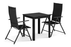 Tunis utomhus caféset 70x70 cm med 2 positionsstolar
