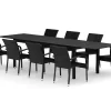 Tunis utomhus matgrupp förlängningsbart 205/305x90 cm med 8 Thor Light utefåtöljer