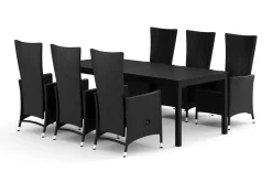 Tunis utomhus matgrupp förlängningsbart 205/305x90 cm med 6 Jenny matstolar