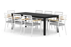 Tunis utomhus matgrupp 205x90 cm med 8 Oliver karmstolar med dyna