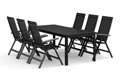 Tunis utomhus matgrupp 205x90 cm med 6 Monaco Light positionsstolar