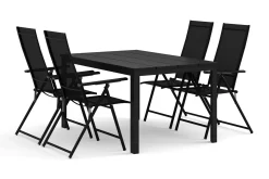 Tunis utomhus matgrupp 140x90 cm med 4 Sanna positionsstolar