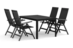 Tunis utomhus matgrupp 140x90 cm med 4 Monaco Light positionsstolar