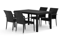 Tunis utomhus matgrupp 140x90 cm med 4 Thor Light utefåtöljer