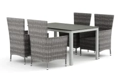 Tunis utomhus matgrupp 140x90 cm med 4 Thor utefåtöljer