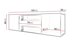 TV-bänk 137 cm LED-belysning