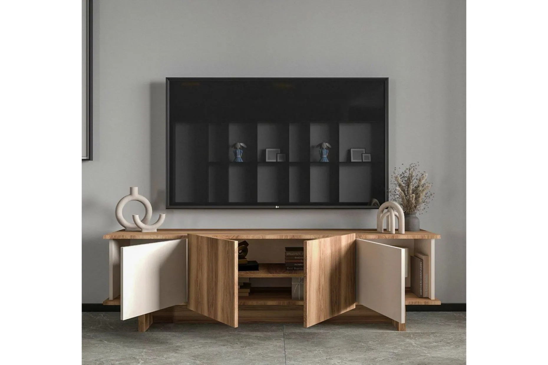TV-bänk Diannare Beige / Valnöt