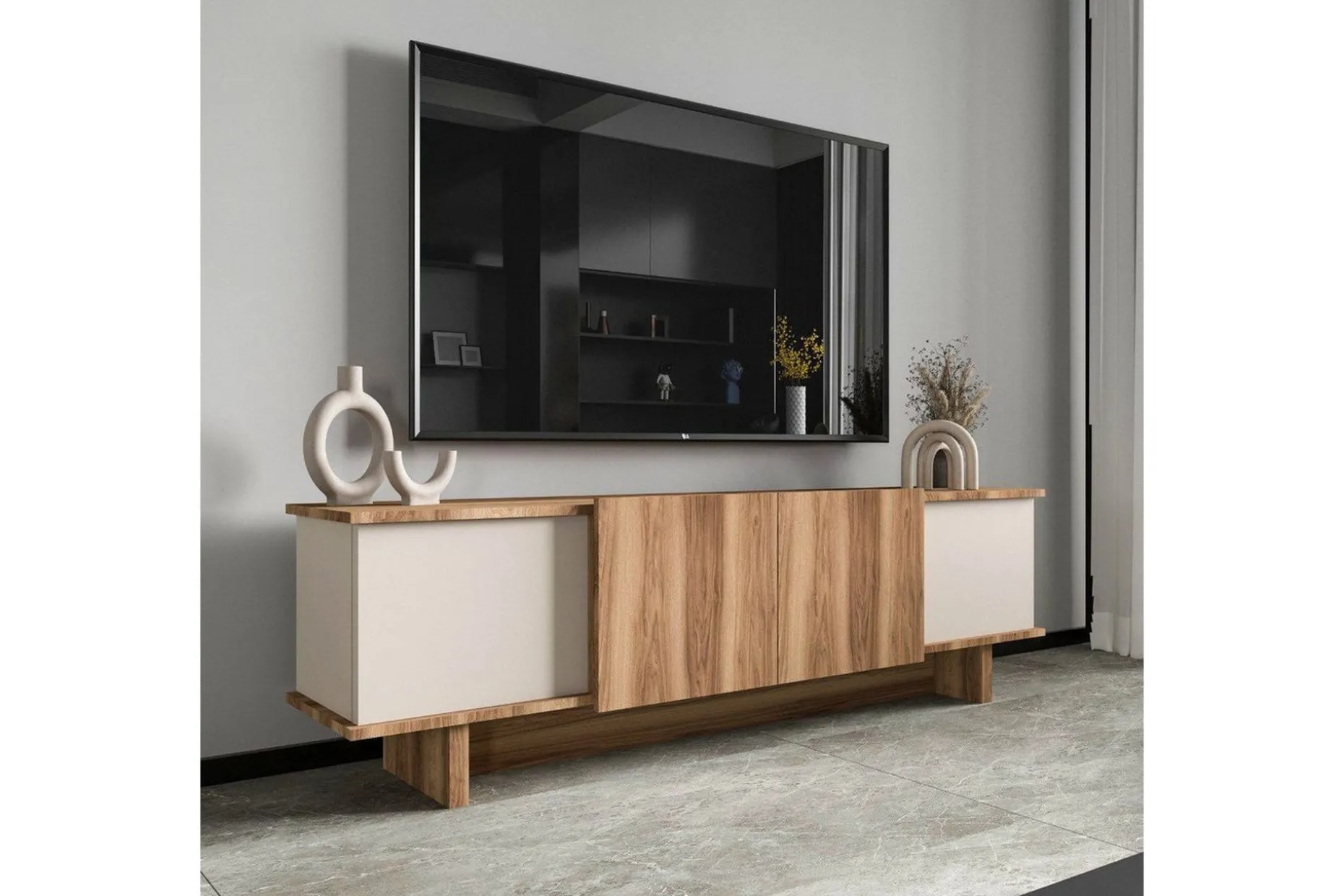 TV-bänk Diannare Beige / Valnöt