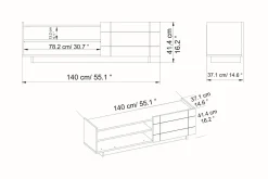 Ulica Tv-bänk 140 cm Dörr + 3 Hyllor