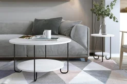 Ullavi Soffbord 80 cm Runt med Förvaring Hylla