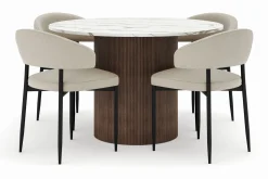 Uppveda Matbord 120 cm Rund med 4 Sawako Stolar