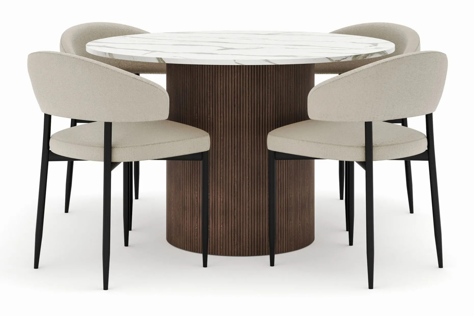 Uppveda Matbord 120 cm Rund med 4 Sawako Stolar