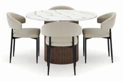 Uppveda Matbord 120 cm Rund med 4 Sawako Stolar