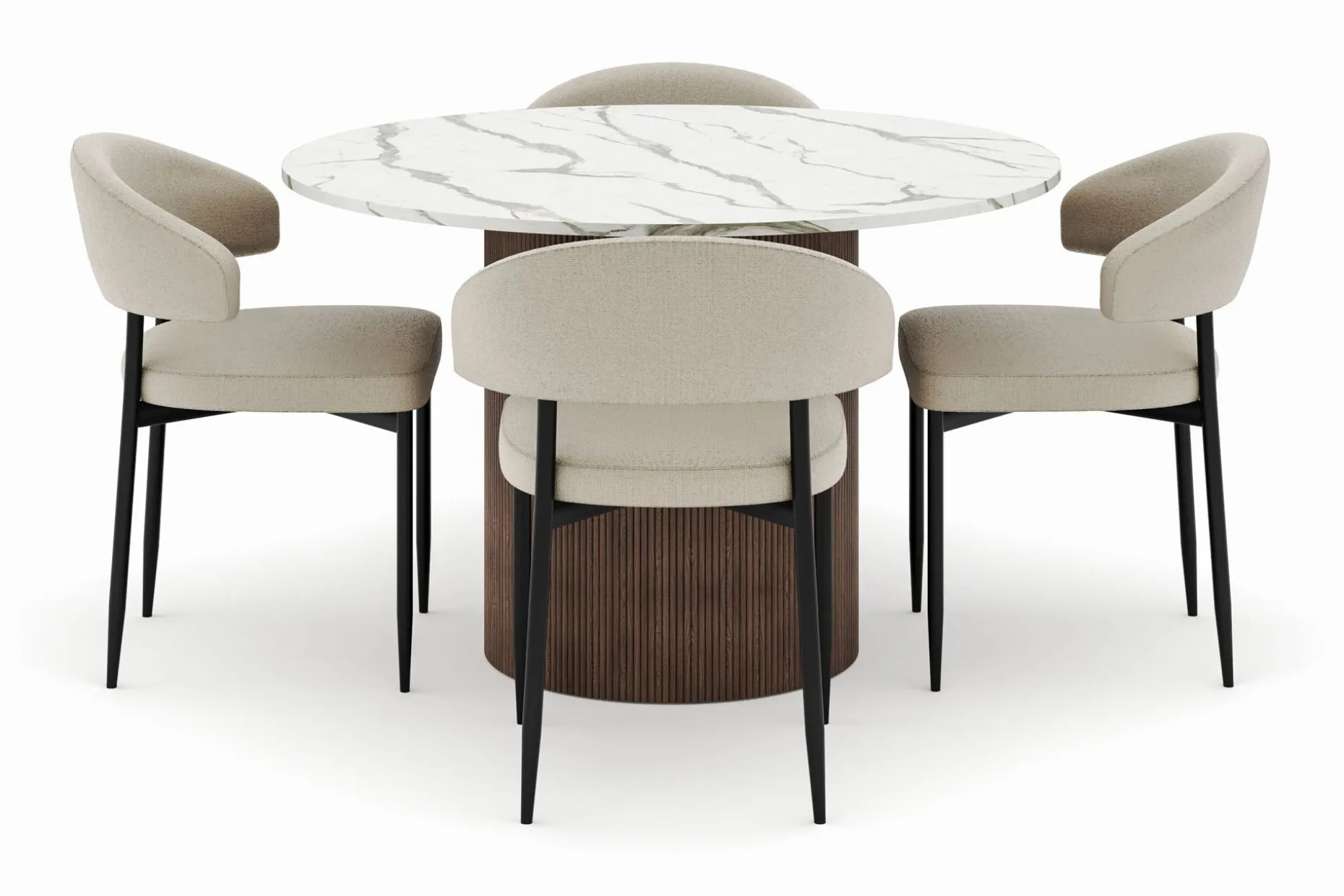 Uppveda Matbord 120 cm Rund med 4 Sawako Stolar