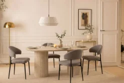 Uppveda Ovalt Matbord 180x90 cm med 4 Sawako Greige Stolar