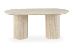 Uppveda Ovalt Matbord 180x90 cm Travertin Utseende