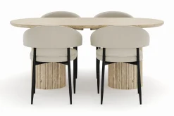 Uppveda Ovalt Matbord 180x90 cm med 4 Sawako Stolar