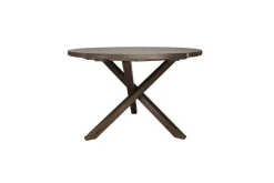 Utomhusmöbelgrupp Ø 112 cm bord & 4 Levanto grå stolar Brun