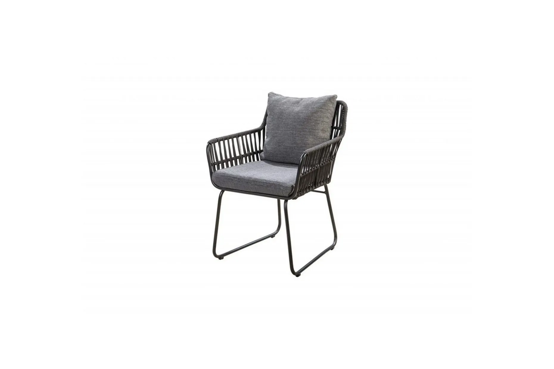 Utomhusmöbelgrupp Ø 112 cm bord & 4 Levanto grå stolar Brun
