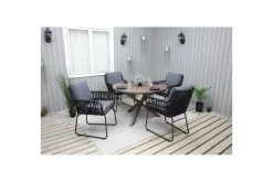 Utomhusmöbelgrupp Ø 112 cm bord & 4 Levanto grå stolar Brun