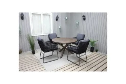 Utomhusmöbelgrupp Ø 112 cm bord & 4 Levanto grå stolar Brun