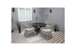 Utomhusmöbelgrupp Ø 112 cm bord & 4 Merida naturell stolar Svart