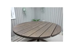 Utomhusmöbelgrupp Ø 112 cm bord & 4 Belize grå stolar Brun