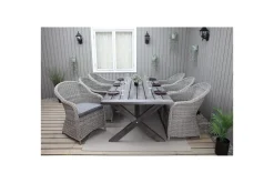 Utomhusmöbelgrupp 220 cm bord & 6 Belize grå stolar Grå