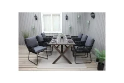 Utomhusmöbelgrupp 190 cm Bord & 6 Levanto grå stolar Brun