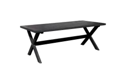 Utomhusmöbelgrupp 220 cm Bord & 6 Levanto grå stolar Svart
