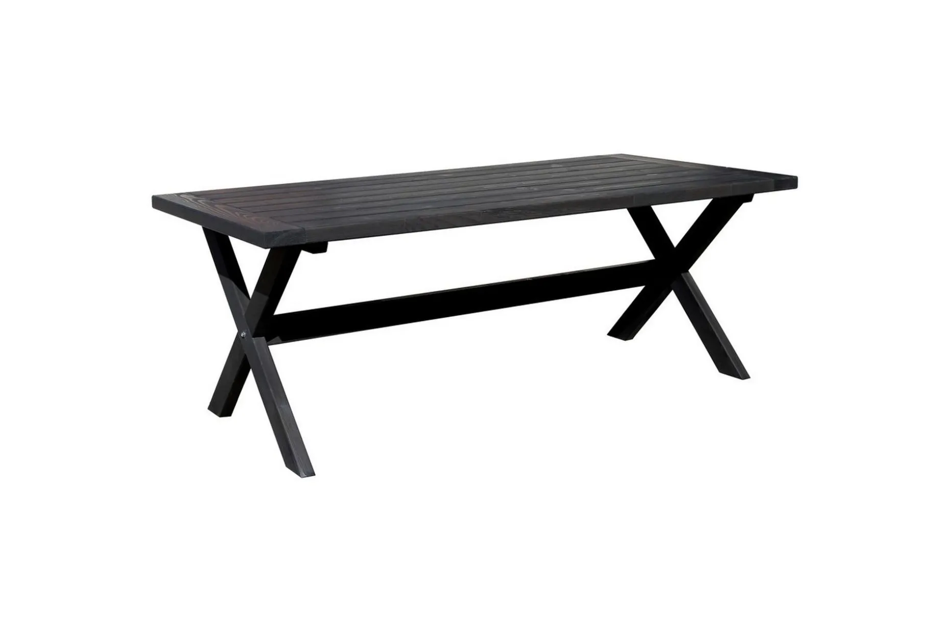 Utomhusmöbelgrupp 220 cm Bord & 6 Levanto grå stolar Svart