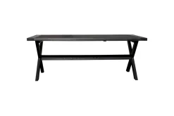 Utomhusmöbelgrupp 220 cm Bord & 6 Levanto grå stolar Svart