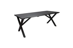 Utomhusmöbelgrupp 190 cm Bord & 6 Levanto grå stolar Svart