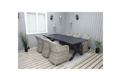 Utomhusmöbelgrupp 220 cm bord & 6 Belize naturell stolar Svart