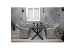 Utomhusmöbelgrupp 150 cm Bord & 4 Belize grå stolar Svart
