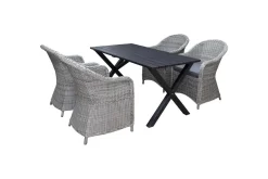 Utomhusmöbelgrupp 150 cm Bord & 4 Belize grå stolar Svart