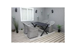 Utomhusmöbelgrupp 150 cm Bord & 4 Belize grå stolar Svart