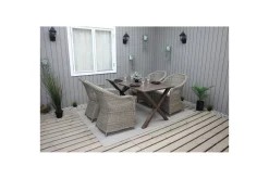 Utomhusmöbelgrupp 150 cm Bord & 4 Belize naturell stolar Brun