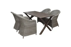 Utomhusmöbelgrupp 150 cm Bord & 4 Belize naturell stolar Brun