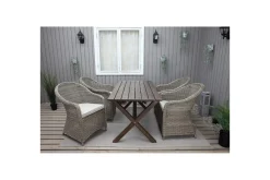 Utomhusmöbelgrupp 150 cm Bord & 4 Belize naturell stolar Brun