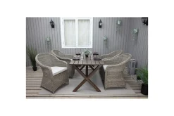 Utomhusmöbelgrupp 150 cm Bord & 4 Belize naturell stolar Brun