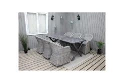 Utomhusmöbelgrupp 190 cm Bord & 6 Belize grå stolar Grå
