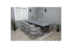 Utomhusmöbelgrupp 220 cm bord & 6 Merida grå stolar Grå